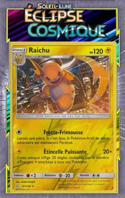 Raichu Reverse - SL12:Eclipse Cosmique - 67/236 - Carte Pokemon Francaise - Image 1