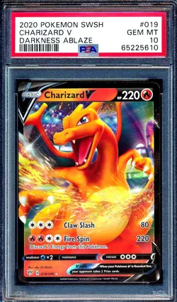 Charizard V 2020 Pokemon SWSH Darkness Ablaze #019 Holo PSA 10 English - Image 1