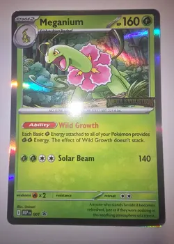 Pokemon Card Meganium 001 Black Star Promo Mega Evolution Prerelease Stamped NM - Image 1