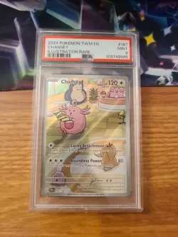PSA 9 MINT Chansey 187/167 Twilight Masquerade Pokemon Card - Image 1
