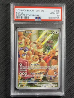 Pokemon Cards PSA 10 Gem MT Eevee Illustration Rare Twilight Masquerade 188/167 - Image 1