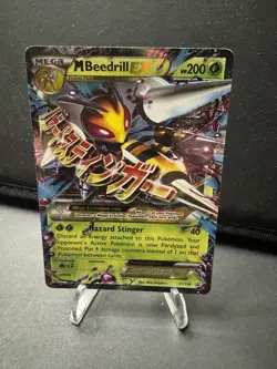 Mega Beedrill EX XY158 Holo Promo Card Top Loader, Near Mint Condition - Image 1
