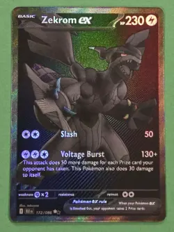 Zekrom EX 172/086 Black Bolt SV Full Art Holo Card BLK White Rare Pokemon - Image 1