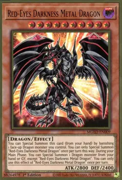 Yugioh! LP Red-Eyes Darkness Metal Dragon - MGED-EN009 - Premium Gold Rare - 1st - Image 1