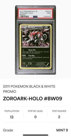PSA 9 MINT - Zoroark Holo Promo BW09 Pokemon 2011 B & W Card (LOW POP 13) - Image 5