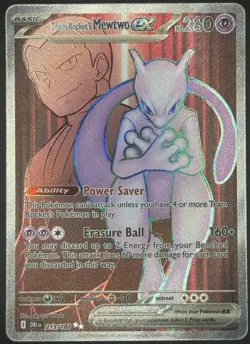 Pokemon TCG Team Rockets Mewtwo ex Full Art Holo Destined Rivals 213/182 NM - Image 1