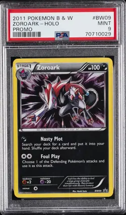 2011 POKEMON B&W PROMO VICTINI BOX #BW09 ZOROARK-HOLO PSA 9 - Image 1