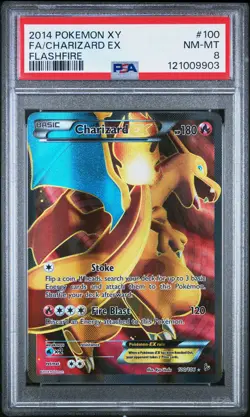 2014 POKEMON XY FLASHFIRE #100 FULL ART/CHARIZARD EX PSA 8 - Image 1
