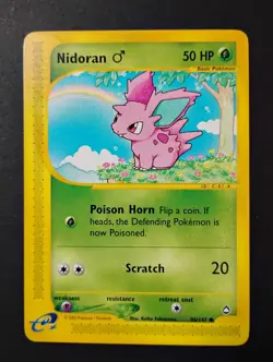 Nidoran M 96/147 Aquapolis Non-Holo 2002 WOTC Vintage E-Reader Pokemon Card NM - Image 1