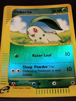 Chikorita 100/165 Expedition Base Set Reverse Holo WOTC Vintage Pokemon Card LP - Image 5