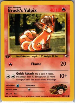 Brock's Vulpix 1st Edition 73/132 Gym Heroes - Pokemon Card - NM - Image 1