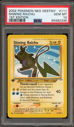 Pokemon Shining Raichu Neo Destiny 1st Edition Holo Secret Rare #111 PSA 10 - Image 1