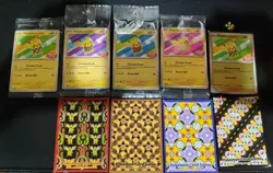 Pokemon 5x Pikachu Batik Set Promo Reverse Holo Sleeve Keychain Indonesia Sealed - Image 1
