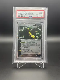 Pokemon PSA 9 EX Team Rocket Returns 106 Rocket’s Zapdos EX Mint 2004 Nintendo - Image 1