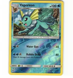 Pokemon Vaporeon 18/68 Hidden Fates Reverse Holo NM Card - Image 1