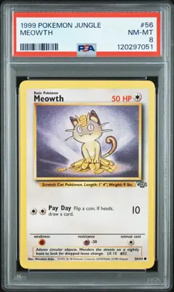 Meowth Jungle 56/64 Unlimited PSA 8 NM-MT FRESH CERT Pokemon TCG Card WOTC 1999 - Image 3