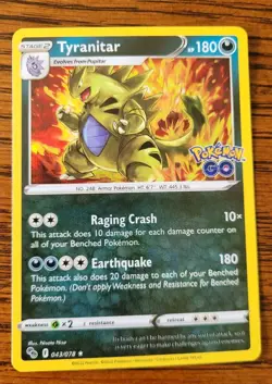 Tyranitar Pokemon Go Holo Rare Foil Pokemon 2022 TCG Card 043/078 NM Near Mint - Image 1