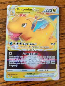 Dragonite VSTAR 050/078 Pokemon GO Ultra Rare Holo Foil Stamped 2022 Card N-Mint - Image 1
