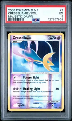 2008 Pokemon Diamond & Pearl Cresselia-Rev.Foil Majestic Dawn PSA 5 - Image 1