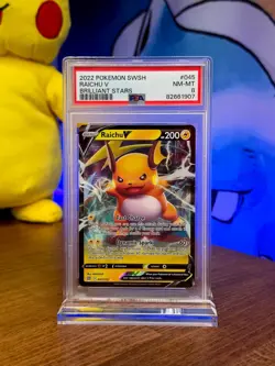 2022 Pokemon Sword & Shield Brilliant Stars Raichu V 045/172 PSA NM-MT 8 - Image 1