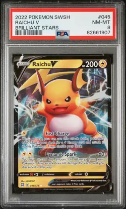 2022 Pokemon Sword & Shield Brilliant Stars Raichu V 045/172 PSA NM-MT 8 - Image 4