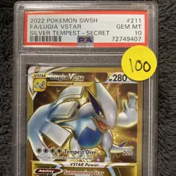 2022 FA/LUGIA VSTAR POKEMON SILVER TEMPEST SECRET RARE PSA 10 GEM MINT - Image 1