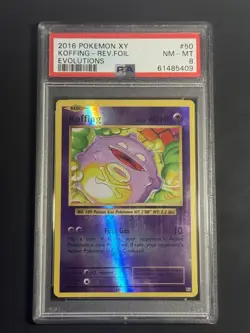 2016 POKEMON TCG XY EVOLUTIONS KOFFING #50/108 NON-HOLO NEAR MINT PSA 8 - Image 1