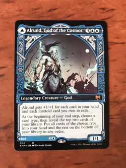 Alrund God of the Cosmos / Hakka Whispering Raven Showcase MTG Magic Card LP KHM - Image 1