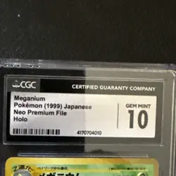 CGC 10 GEM MINT Meganium 1999 Neo Premium File Japanese 154 Holo Pokemon Card - Image 4