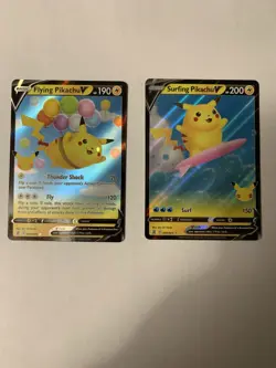 Flying Pikachu V and Surfing Pikachu V Celebrations Pokemon Cards 6/25 & 8/25 NM - Image 1