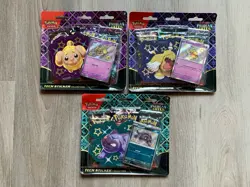 Pokemon TCG SV Paldean Fates Sticker Collection 3 Pack Blister Lot of 3 Full Set - Image 1