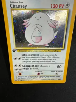 Pokemon Chansey 3/102 Set Base Rara Holo Prima Edizione Wizards IT Carte Vintage - Image 3