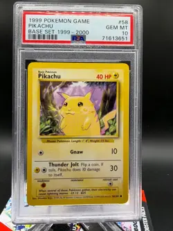 1999-2000 POKEMON GAME 58/102 PIKACHU BASE SET 4TH PRINT | PSA 10 - Image 1
