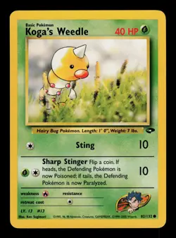 Koga's Weedle 82/132 - LP - Gym Challenge, WOTC Pokemon - Image 1