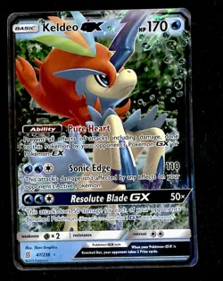 Keldeo GX Ultra Rare Full Art Unified Minds 47/236, NM Pokemon Card - Image 1