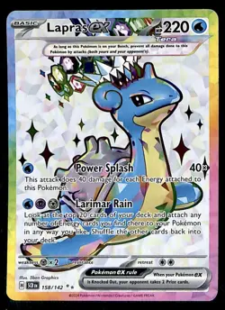 Lapras ex Double Rare Full Art Stellar Crown 158/142, NM Pokemon Card - Image 1
