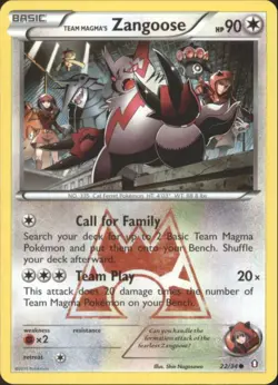 2x (pok-DC-022) Team Magma's Zangoose Common Pokemon Double Crisis Card #22 - Image 1