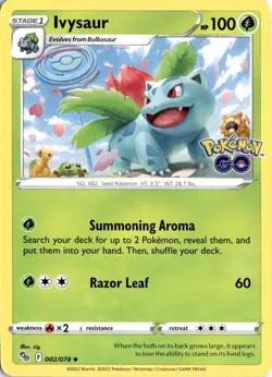 Ivysaur Uncommon Pokemon GO 002/078 Pokemon Card TCG - Image 1