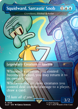 MTG Squidward, Sarcastic Snob (Grazilaxx) FOIL NM - Secret Lair X SpongeBob - Image 1
