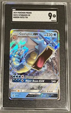 2019 POKEMON SM BLACK STAR PROMO HIDDEN FATES TINS #SM212 GYARADOS GX SGC Mint 9 - Image 1