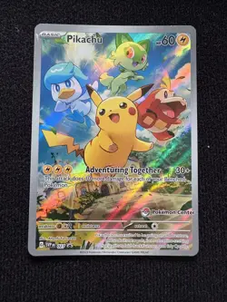 Pokemon TCG Pikachu Pokemon Center Stamped Promo Exclusive SVP 027 - Image 1