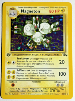 Pokemon TCG Magneton 1st Edition Rare Holo Card #11/62 Fossil - Image 1