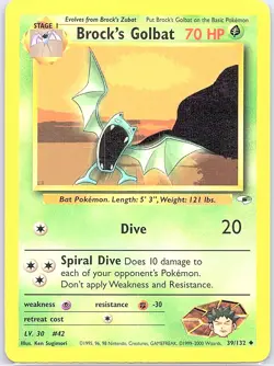 Brock's Golbat 39/132 Non Holo Gym Heroes - Pokemon Card - LP - Image 1