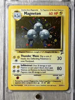 Magneton Base Set 2 9/102 - 1999 WOTC Rare Vintage Holo Pokemon TCG LP Card - Image 1