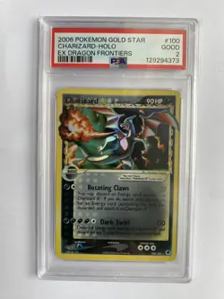 2006 Pokemon EX Dragon Frontiers GOLD STAR Charizard Holo 100/101 PSA 2 - Image 1