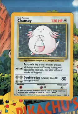 Pokemon TCG Chansey 3/102 Base Set Holo Rare WOTC pLAYED - Image 1