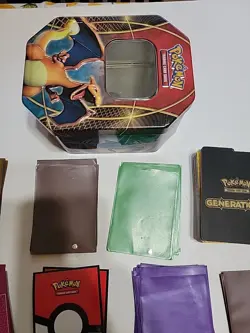 Pokemon Sleaves And Box Dividers Lot Of Over 200 With Storage Tin See Photos - Image 2
