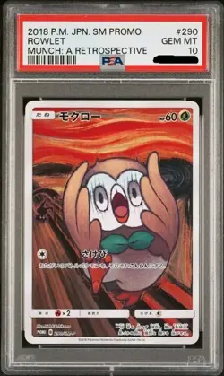 Rowlet PSA 10 munch scream pokemon 2018 Japanese Sun & Moon Promo 290 - Image 1