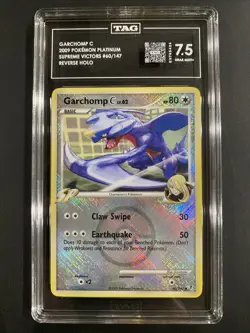 2009 Pokemon Platinum Garchomp C Supreme Victors 60 Reverse Holo Rare TAG 7.5 - Image 1