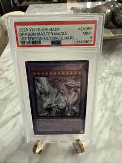 Yu-Gi-Oh! TCG Dragon Master Magia Prismatic Ultimate Rare Card RA04-EN055 PSA 9 - Image 1